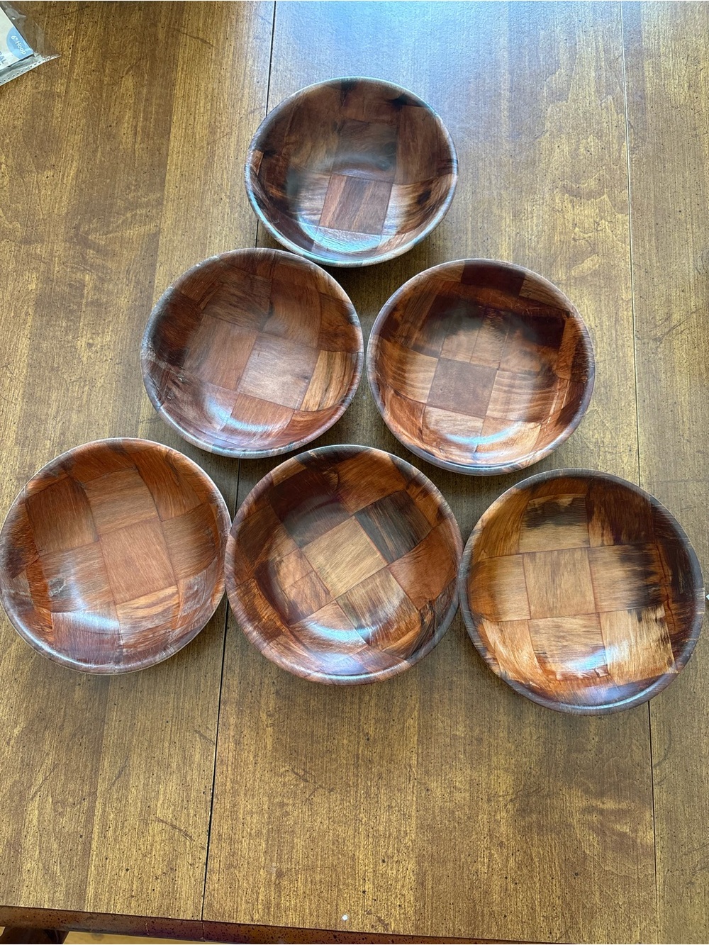 Vintage Wooden Salad Bowls - Set of 6